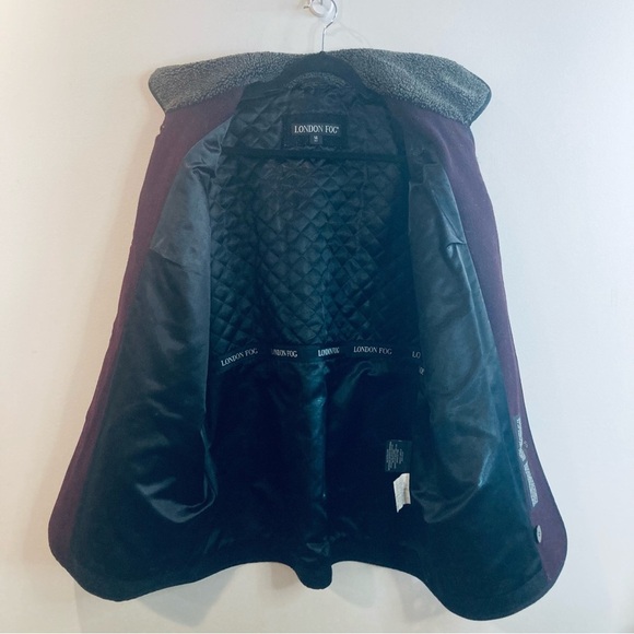 LONDON FOG Sz 14P Wool Blend Quilted Lining Colour Block Button Closure Pea Coat - Picture 15 of 15
